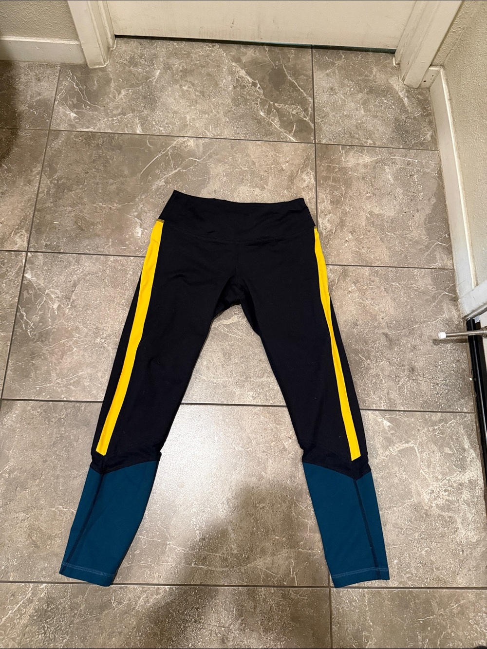 Zella Black, Yellow & Teal Colorblock Girls' Leggings